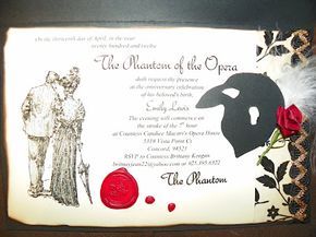 This is the invitation for The Phantom of the Opera Surprise Birthday Party that was thrown for me! I love my amazing friends! Everything To Everyone, Old English Letters, Adult Birthday Cakes, Amazing Friends, English Letters, Prom Ideas, 18th Birthday Party, Universal Monsters, Birthday Surprise Party