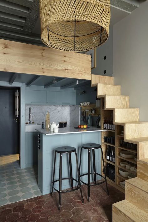 Scale Loft, Small Loft Spaces, Small Loft Apartments, Design Casa Piccola, Apartment Wishlist, Tiny Loft, Wohne Im Tiny House, Casa Loft, Loft Stairs