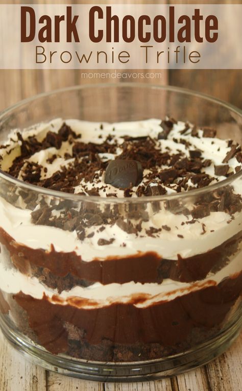 Triple Chocolate Dessert, Chocolate Brownie Trifle, Trifle Bowl Recipes, Dark Chocolate Brownie, Trifle Dessert Recipes, Trifle Recipes, Dark Chocolate Recipes, Brownie Trifle, Chocolate Deserts