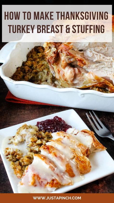 How to Make Turkey Breast With Stuffing And Gravy Stuffing In Oven, Turkey Breast In Oven, Turkey Breast And Stuffing, Turkey Breast With Stuffing, Thanksgiving Turkey Breast, Oven Turkey, Stuffed Turkey Breast, Blue Ribbon Recipes, How To Make Turkey