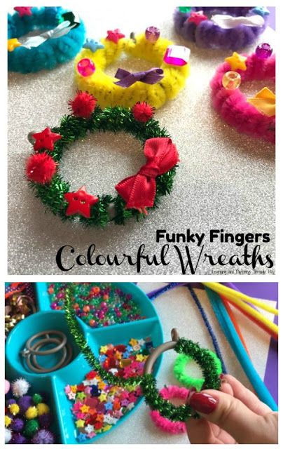 Christmas wreath activity - fine motor Curtain Rings Crafts, Oval Bridal Set, Funky Fingers, Winter Activities Preschool, Curtain Ring, Christmas Decs, Camp Crafts, Youth Club, Christmas Ring