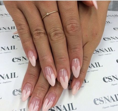 Heart Tip Nails, Es Nails, Valentines Day Nails, Almond Acrylic Nails, Tip Nails, Nagel Inspo, Heart Nails, Dream Nails, Minimalist Nails