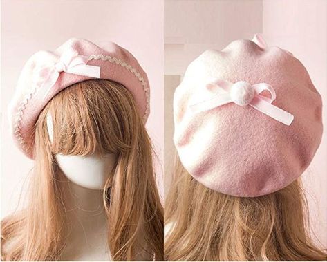 Pastel Academia, Plaid Beret, Cute Beret, Kawaii Hat, Pink Beret, Wool Beret, Wool Berets, Beret Hat, Cute Hats