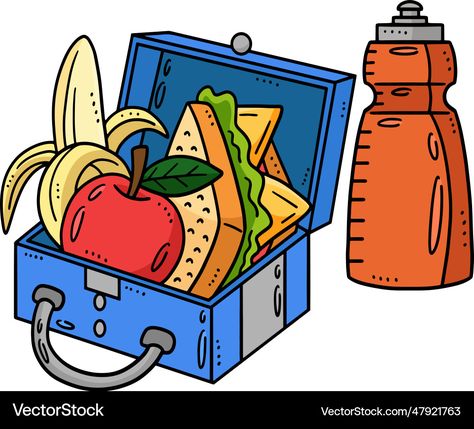 Lunch Box Illustration, Box Clipart, Doodle Pictures, Box Illustration, Box Cartoon, Easy Cartoon, Abc Design, Cartoon Food, Easy Cartoon Drawings