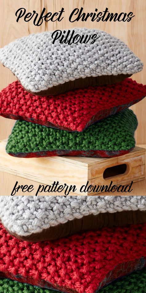 Christmas Cushion Patterns, Free Crochet Patterns For Christmas Pillows, Knit Christmas Pillows, Crocheted Christmas Pillows, Crocheted Christmas Pillow Patterns, Christmas Crochet Pillow Cover, Crocheted Pillows Free Patterns, Snowflake Pillow Crochet Pattern Free, Crochet Santa Pillow Free Pattern