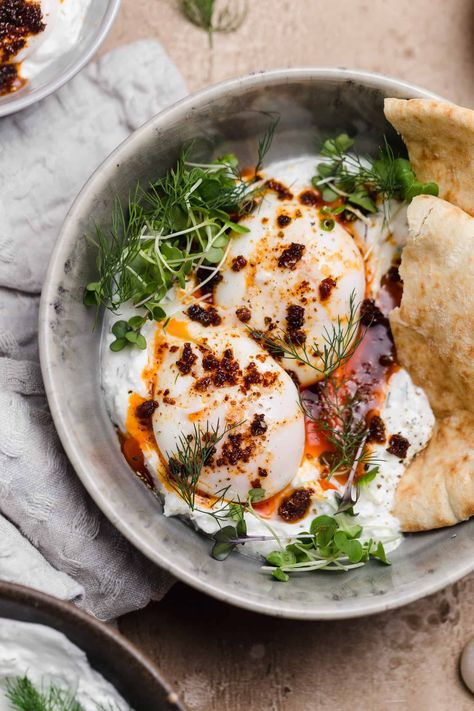 Turkish Eggs, Perfect Poached Eggs, Increase Serotonin, Creamy Yogurt, Over Easy Eggs, Savoury Recipes, Health Recipes, Weekend Breakfast, All In