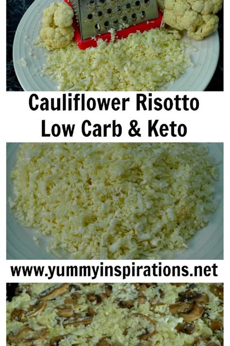 Creamy Mushroom and Cauliflower Risotto Recipe + Low Carb Keto Diet Full Day of Eating Mushroom And Cauliflower, Cauliflower Risotto Recipes, Ketogenic Meals, Risotto Recipes Easy, Full Day Of Eating, Cauliflower Risotto, Keto Sides, Recipe Low Carb, Day Of Eating