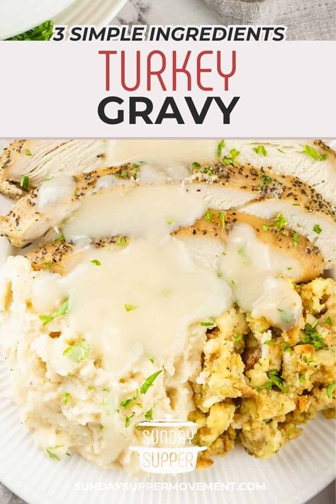 Homemade Turkey Gravy Gravy From Turkey Drippings, Easy Turkey Gravy Recipe, Turkey Gravy Without Drippings, Easy Turkey Gravy, Turkey Gravy Recipe Easy, Breakfast Gravy, Best Turkey Gravy, Turkey Gravy Easy, Homemade Turkey Gravy