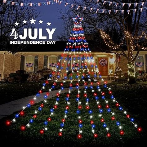 Amazon.com: 4th of July Decorations 320 LED Star String Lights with 9 Strands 12ft Waterfall Tree Lights,8 Modes Outdoor Patriotic Lights for Fourth of July Independence Day,Red White Blue : Home & Kitchen Patriotic Christmas Decorations Outdoor, 4th Of July Camping Decorations, 4th Of July Decorations Outdoor, Led Star Lights, Blue String Lights, Waterfall Lights, Star String Lights, Led String Lights Outdoor, Outdoor String Lights