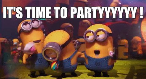 Party Time GIF by Solar Impulse - Find & Share on GIPHY Party Time Meme, Geek Toys, Welcome Images, Party Zone, Party Cartoon, Minion Party, Beach Please, Funny Minion, Party Funny