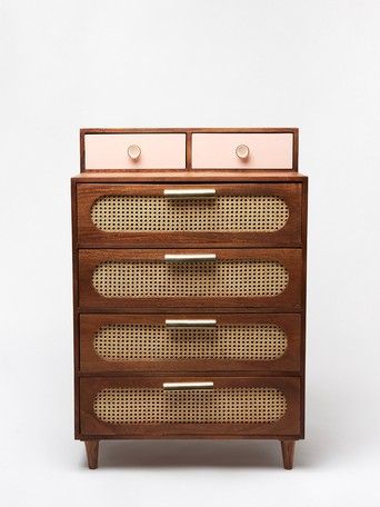 Chest of Drawers | Oliver Bonas Mango Wood Bedside Tables, Wood Chest Of Drawers, Wood Wardrobe, Cane Furniture, Wood Bedside Table, Unique Furniture Pieces, Wood Chest, Wooden Chest, Crackle Glaze