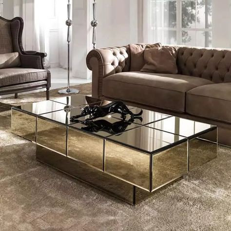 46+ Living Room Mirror Ideas To Impress Your Guest 2024 Bronze Coffee Table, Marble Round Coffee Table, Mirrored Coffee Tables, Coffee Table Set, Living Room Mirrors, Coffee Table Vintage, Arm Chairs Living Room, Marble Coffee Table, Glass Coffee Table