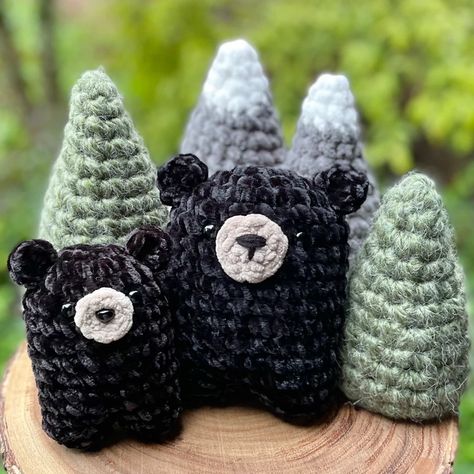 Smoky Mountain Black Bear Crochet Pattern - Etsy Woodland Crochet Patterns Free, Crochet Bear Amigurumi, Crochet Black Bear Pattern Free, Mountain Crochet Pattern, Forest Crochet Pattern, Rustic Crochet Patterns, Woodsy Crochet, Woodland Crochet Patterns, Crochet Gift Ideas For Kids