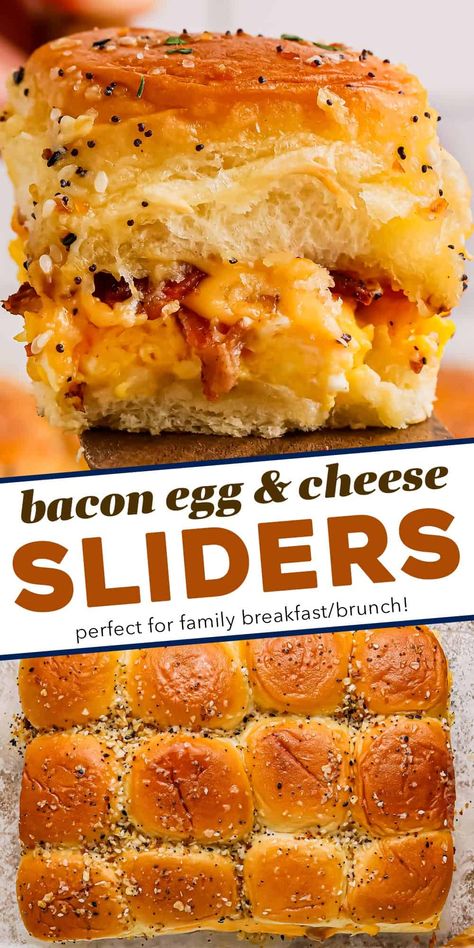 Breakfast Tailgate Food, Breakfast Sliders, Fast Food Breakfast, Breakfast Slider, Cheese Sliders, Breakfast Sandwich Recipes, Camping Breakfast, Breakfast Prep, Bacon Egg And Cheese