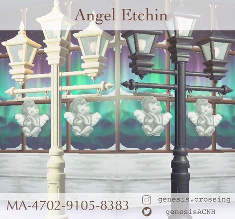 Angel Etching, Angel for Street Lamp, ACNH Custom Design, Animal Crossing Acnh Lamp Post Design, Angel Etching, Custom Design Animal Crossing, Lamp Post Design, Design Animal Crossing, Acnh Custom Design, Animal Crossing Guide, Street Lamp, Post Design