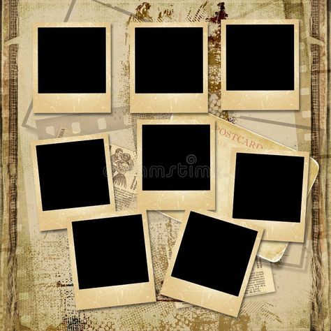 Illustration about Vintage shabby photo-album with polaroid-frame and with the space for text or photo. Illustration of family, heritage, page - 31959535 Photo Templates Aesthetic, Old Polaroid Frame, Photo Poster Ideas, Photo Album Background, Polaroid Frame Aesthetic, Aesthetic Vintage Camera, Old Photos Vintage, Old Polaroid, Photo Album Template