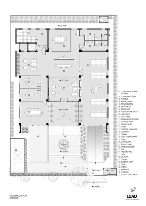 Gallery of INVESTRIBE Office Building / Living Edge Architects and Designers (LEAD) - 24 Admin Building Floor Plan, Admin Block Plan, Business Building Design, Office Building Layout, Modern Office Building Architecture, Commercial Building Floor Plan, Office Building Floor Plan, Lobby Plan, Architect Office Design