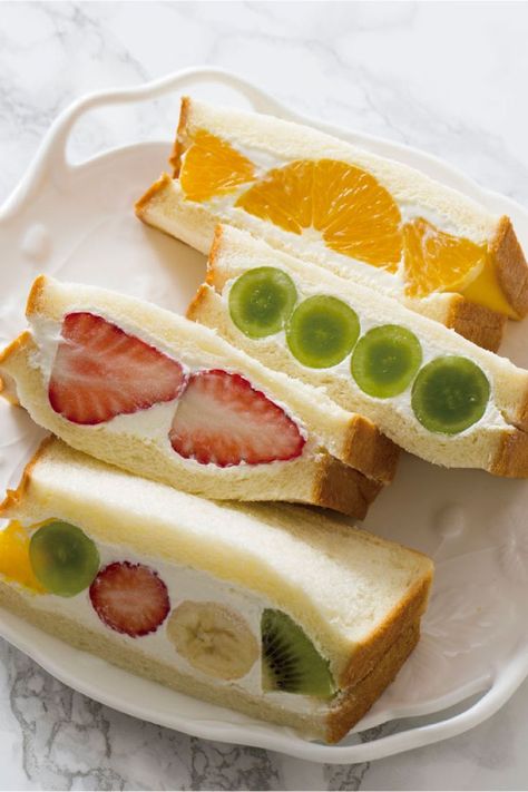 Fruit Sandwich Aesthetic, Fruit Sando Aesthetic, Japan Sandwich, Boba Store, Fruit Sando, Fruit Sandwiches, Japanese Sandwich, Japanese Fruit, Fruit Sandwich