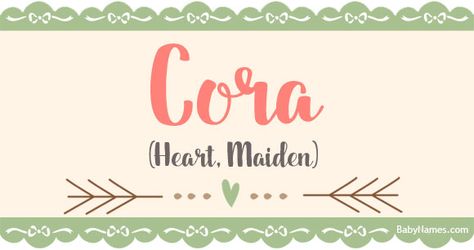 The name Cora means Heart, Maiden and is of Greek origin. Cora is a name that's been used by parents who are considering baby names for girls. Find out more about the name Cora at BabyNames.com. Piper Name, Famous Warriors, Gender Neutral Names, Baby Name List, Fantasy Names, Baby Names And Meanings, Writing Characters, Family Heritage, Female Names