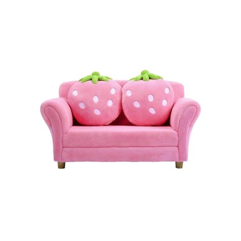 Aesthetic Png Stickers, Widget Pink, Strawberry Pillow, Pink Couch, Pink Furniture, Aesthetic Png, Double Sofa, Pink Sofa, Double Sofas