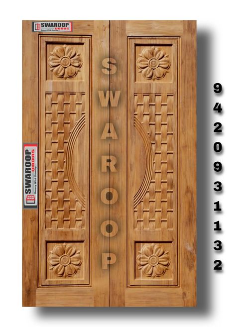 SWAROOP TEAK WOOD CARVING DOOR...If you like to be a seller partner contact us Sharda Timber Depot Kolhapur,Maharashtra,India Contact no : 9420931132 Puja Door, Wood Carving Door, Asian Style Bedrooms, House Front Door Design, Big Shark, Front Door Design Wood, Letter Art Design, Doors Design, Door Design Images