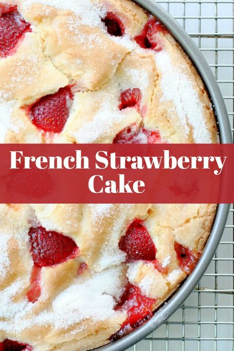 French Strawberry Cake | Foodtastic Mom #cake #cakerecipe #strawberries #strawberrycake #frenchstrawberrycake French Raspberry Cake, French Cake, Mom Recipes, Strawberry Dessert Recipes, Strawberry Cake Recipes, Recipes Cake, Strawberry Desserts, Piece Of Cake, Apple Cake