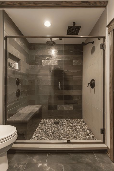 Create a visually stunning small bathroom with these walk-in shower designs Luxury Showers Master Baths Walk In, 5x5 Walk In Shower Ideas, Tile Stand Up Shower Ideas, Stone Walk In Shower Ideas, Bathroom Shower Ideas Walk In, Big Showers Walk In, Walk In Shower With Half Wall, Luxury Showers Master Baths, Walk In Shower Small