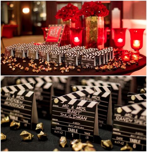 Hollywood Party Escort Place Cards (Melani Lust Photography). View Full Bat Mitzvah - www.mazelmoments.com/blog/16555/hollywood-red-carpet-bat-mitzvah-party/ Hollywood Red Carpet Theme, Hollywood Sweet 16, Old Hollywood Party, Hollywood Birthday Parties, Oscars Party Ideas, Red Carpet Theme, Hollywood Birthday, Hollywood Party Theme, Prom Themes