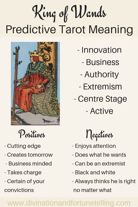 Art Illustration: In a Tarot card reading, the King of Wands in a spread can be a symbol of business, authority and innovation. This post includes a vintage and modern fortune telling meanings of the King of Wands, ideal for the advanced reader or those just learning the cards. These interpretations can be used with any of the decks (Rider Waite, Marseilles etc). King Of Wands Reversed, Tarot King Of Wands, King Of Wands Tarot Meaning, King Of Wands Tarot, What Are Tarot Cards, King Of Wands, Tarot Interpretation, Wands Tarot, Card Meanings