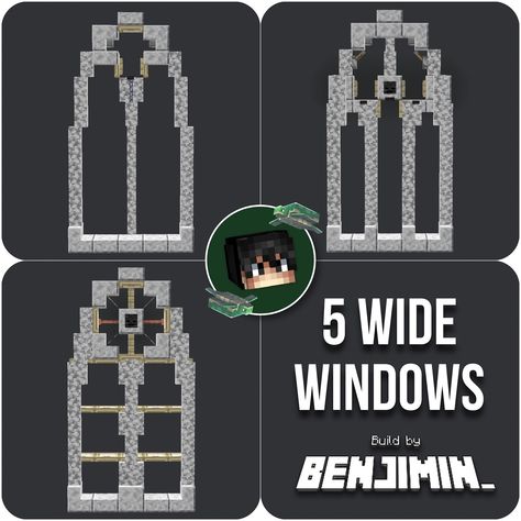 5 block wide gothic windows in Minecraft! As requested 5 wide windows! 🫶 Which one do you like the most? Swipe for full pictures ➡️ Show some love and support if you like what you see <3 _____________________________________ 🪷FOLLOW me @Official_Benjimin for more! 🌱COMMENT to tell me what you think! 🌿LIKE and SAVE to show me your support! _____________________________________ 🥨Built on @bakery.builders 🍞IP: play.bakery.builders _____________________________________ 🏷️Tags: #minecraft #... Minecraft Cathedral, Survival Builds, Play Bakery, Build Minecraft, Gothic Windows, Minecraft Survival, Wide Windows, Minecraft Blueprints, Minecraft Architecture