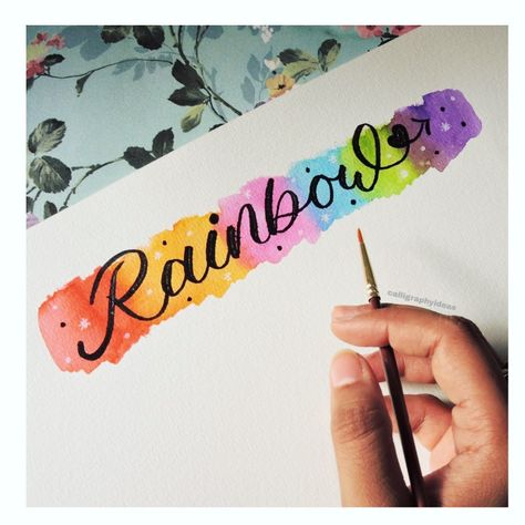 Rainbow Calligraphy, Rain Bow, Brush Pen Art, Pen Calligraphy, Hand Lettering Practice, Tombow Dual Brush, Calligraphy Practice, Brush Pen Calligraphy, Lettering Practice