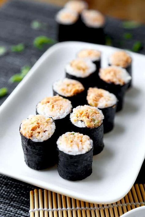 Spicy Tuna Roll (Poor Man's) - Pickled Plum Food And Drinks Tuna Sushi Rolls, Tuna Roll, Canned Tuna Recipes, Tuna Sushi, Spicy Tuna Roll, Bawang Bombay, Mapo Tofu, Pantry Ingredients, Canned Tuna