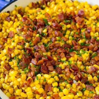 Fried Corn with Bacon - Dinner at the Zoo Summer Corn Recipes, Corn With Bacon, Southern Fried Corn, Fried Corn Recipes, Slow Cooker Creamed Corn, Corn Recipes Side Dishes, Bacon Dinner, Easy Summer Side Dishes, Corn Side Dish