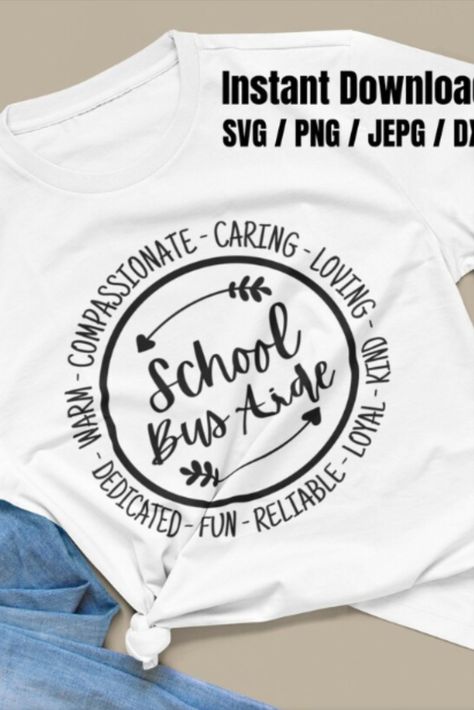 School Bus Aide Svg School Bus Attendant Svg School Bus Monitor Svg School Bus Aide Quotes Svg | ABDULLAH | DESIGNING TIPS AND IDEAS | DIGITAL PRODUCTS School Bus Monitor, Tee Ideas, Cricut Stencils, Design School, Girls Shirt, Cricut Tutorials, Bus Driver, Design Student, School Bus