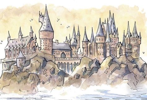 Hogwarts Art Castle, Harry Potter Ideas, Harry Potter Bathroom, Gaming Convention, Harry Potter Sketch, Harry Potter Castle, Harry Potter Art Drawings, Harry Potter Friends, Harry Potter Painting