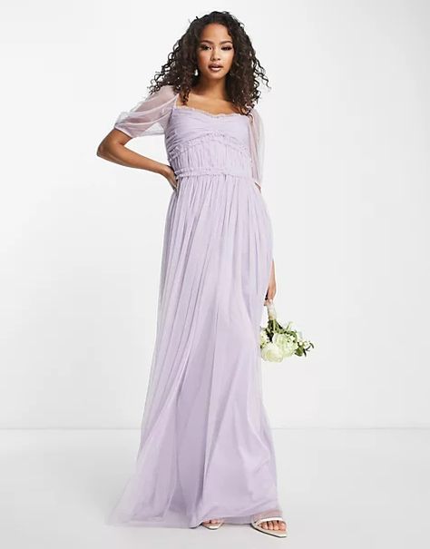 Modest Purple Dress, Lilac Bridesmaid, Puff Sleeve Maxi Dress, Purple Long Dress, Lavender Bridesmaid, Lilac Bridesmaid Dresses, Tulle Midi Dress, Tulle Maxi Dress, Bridesmaid Inspiration