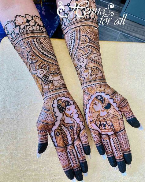 Bridal Dulha Dulhan Mehndi Design, Raja Rani Mehandi Design, Mehndi Designs Karwachauth, Dulha Dulhan Mehndi Designs, Mehndi Learning, Bride Mahendi, Karwachauth Mehndi, Karwa Chauth Mehndi, Mehendi Course