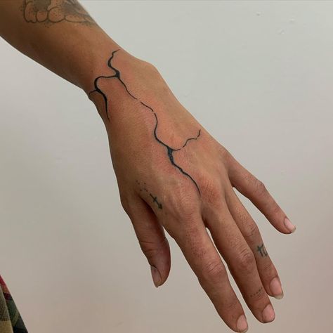 White Tattoo On Hand, Linework Hand Tattoo, Faded Hand Tattoos, White Tattoo Hand, White Hand Tattoo, Hand Tattoos Words, Word Tattoo Ideas, Modern Art Tattoos, Magic Runes