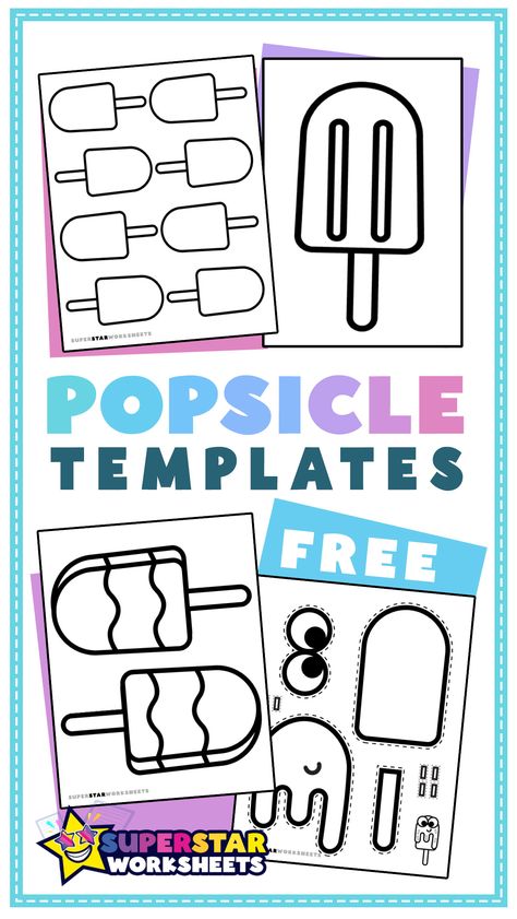 FREE Popsicle Template printables! These printable popsicle templates are the perfect summer craft for your elementary students. Children will have a blast decorating each popsicle cut out template! #superstarworksheets #free #printables #summerschooln #crafts Popsicle Template, Popsicle Crafts, Homeschool Board, Summer Craft, Homeschool Printables, Class Decoration, Having A Blast, Summer Crafts, Popsicles