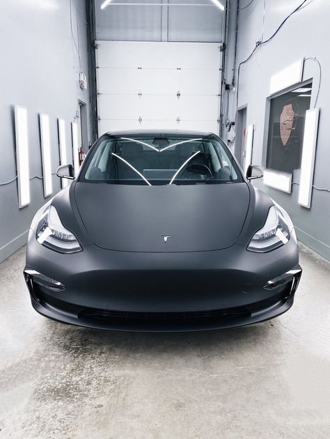 Tesla Model 3 Matte Black, Tesla Model Y Matte Black, Tesla Colors, Tesla Model 3 Wrap, Black Tesla Model 3, Black Tesla, Tesla Aesthetic, Tesla Wrap, Tesla Car Models