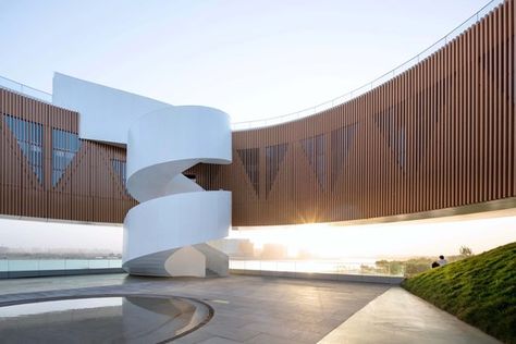 Gallery of Zhengdong Longhu Public Art Center / STUDIO A+ - 4 Open Architecture, High Building, Big Building, Japanese Architect, Spiral Stairs, Zhengzhou, Shape Art, Exhibition Space, Urban Planning