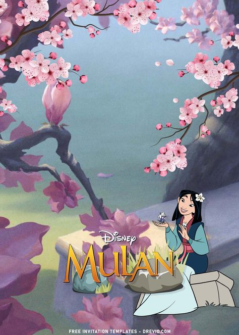 Nice 7+ Beautiful Cherry Blossom Mulan Birthday Invitation Templates           Do you feel the hype of Live Action: Disney Mulan? OMG. If you notice how big it is, especially in my country, you will be impressed how many peo... Mulan Cherry Blossom Tattoo, Mulan Invitation, Mulan Cherry Blossom, Mulan Flower, Live Action Disney, Disney Themed Party, Mulan Birthday, Disney Flowers, Disney Mulan