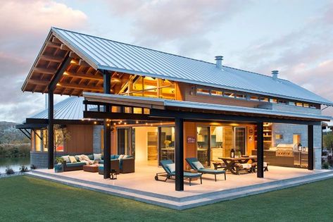 Retreat to this fabulous mountain lake house in Colorado's high desert #lake #house #cabin #mountains #porch #outdoors Outdoor Ceiling Lighting, Mountain Lake House, Desert Plains, Yurt Home, Modern Barn House, Home On The Range, Casa Container, Outdoor Ceiling, High Desert