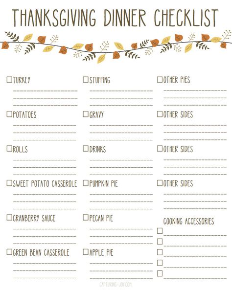 Everything you Need for Thanksgiving Dinner with Printable Checklist Thanksgiving Dinner Checklist, Thanksgiving Dinner List, Thanksgiving Food List, Thanksgiving Shopping List, Thanksgiving List, Thanksgiving Checklist, Thanksgiving Planning, Thanksgiving Potluck, Thanksgiving Prep