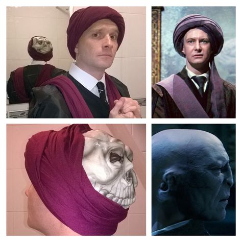 Professor Quirrell & Lord Voldemort! Fancy dress costume Harry Potter Professor Quirrell Costume, Lord Voldemort Costume, Nagini Harry Potter, Voldemort Costume, Professor Quirrell, Harry Potter Fancy Dress, Harry Potter Dress Up, Easy Book Week Costumes, Harry Potter Day