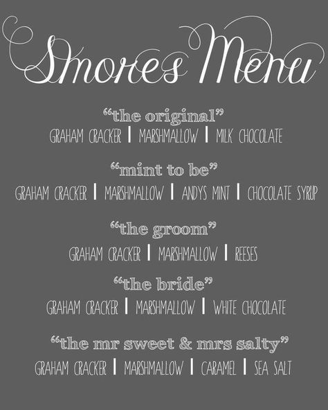 Soup Bar Wedding Ideas, S’mores Bar At A Wedding, Smores Bar At Wedding, Elegant Smores Bar Wedding, Smore Bars Wedding, Smores Bar Wedding Reception, Smore Wedding Bar, S’more Wedding Bar, S’mores Wedding Bar Ideas