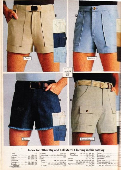 70s Fashion Men, Miami Trip, 1930's Fashion, Mens Shorts Outfits, 1970's Fashion, Tall Men Clothing, 70s Outfits, Short Men Fashion