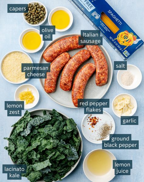 One Pot Pasta Italian Sausage & Kale Recipe - Fed & Fit Italian Sausage And Kale One Pot Pasta, Italian Sausage And Kale Recipes, Kale Sausage Pasta, Sausage And Kale Pasta, Sausage And Kale, Sausage Kale, Collard Greens Pasta, Sausage Kale Pasta, Kale Pasta Recipe