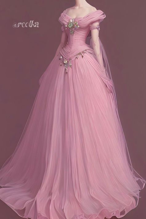 Modest Royal Dresses, Fantasy Gowns Pink, Pink Fantasy Gown, Royal Dresses Aesthetic, Royal Dress Aesthetic, Pink Fantasy Dress, Pink Victorian Dress, Gaun Abad Pertengahan, Big Dresses