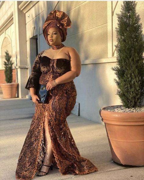 Chocolate Brown Aso Ebi, Aso Ebi Styles For Plus Size Women, Aso Ebi Plus Size Styles, Aso Ebi Lace Styles Plus Size, Plus Size Asoebi Lace Styles For Wedding, Plus Size Nigerian Lace Styles, Plus Size Asoebi Lace Styles 2023, Lace Gown Styles Aso Ebi For Plus Size, Aso Ebi Lace Styles For Plus Size Women